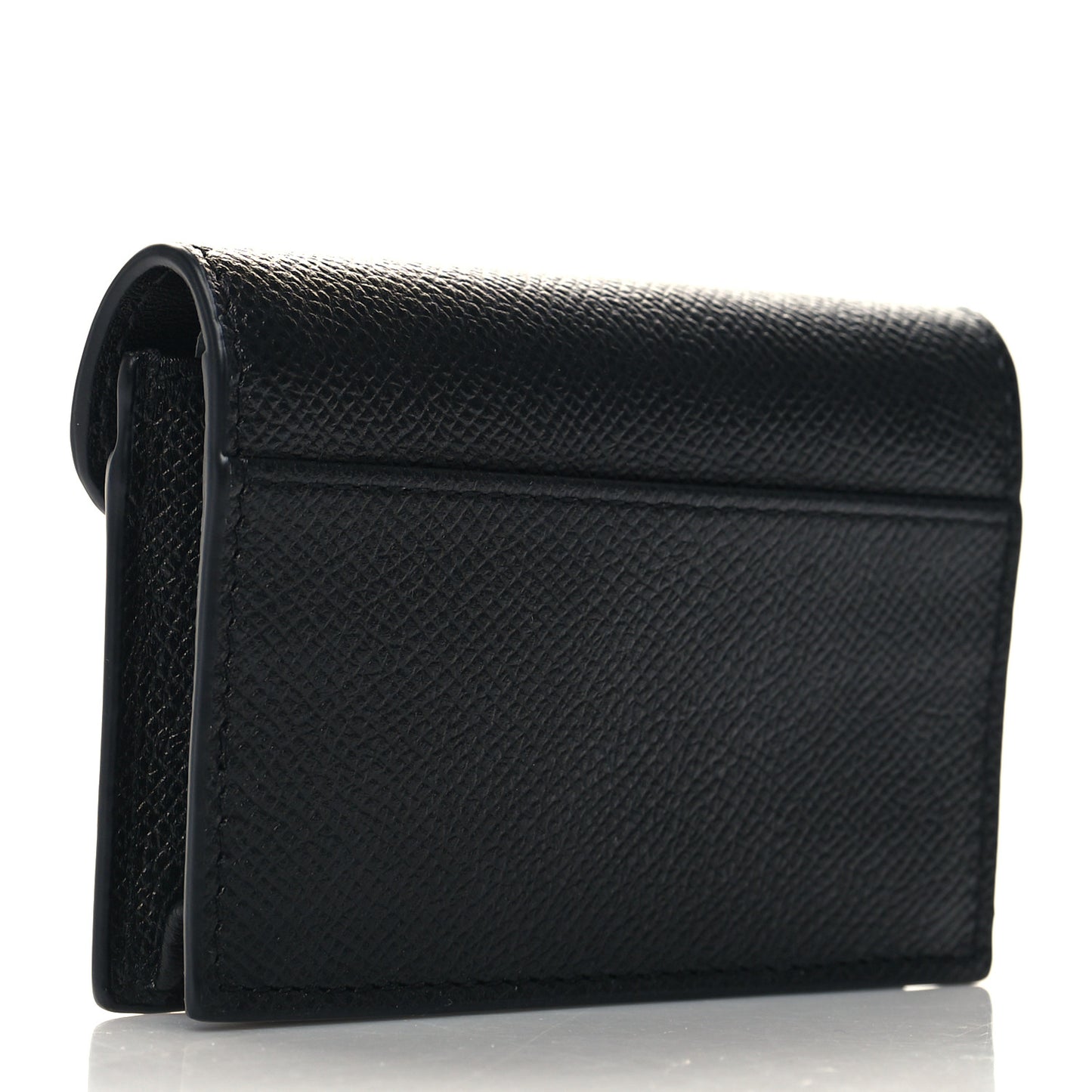 Grained Calfskin Saddle Card Holder Black
