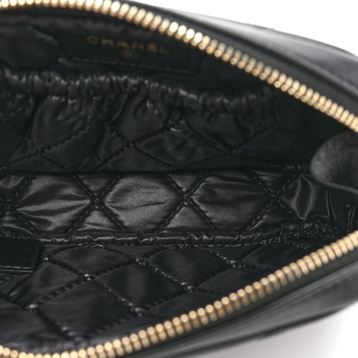 Chanel Lambskin Quilted Small Curvy Pouch Cosmetic Case Black 5 of 10