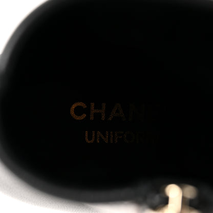 Chanel Stretch Lambskin Cap Toe CC Uniform Short Boots 37 Black 8 of 9