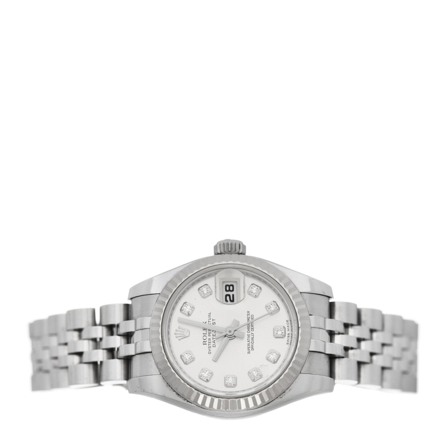 Rolex Stainless Steel 18K White Gold Diamond 26mm Oyster Perpetual Datejust Watch Silver 179174 2 of 5