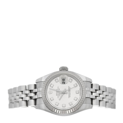 Rolex Stainless Steel 18K White Gold Diamond 26mm Oyster Perpetual Datejust Watch Silver 179174 2 of 5
