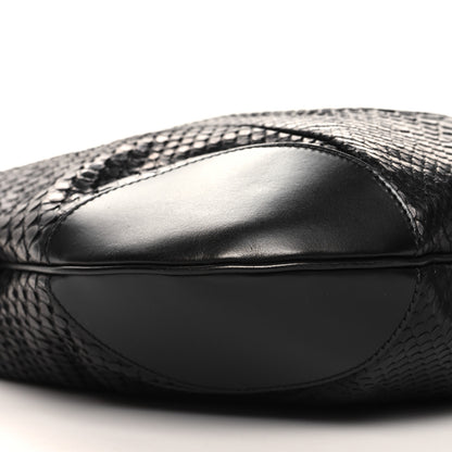 Gucci Snakeskin Medium Patti Stud Hobo Black 9 of 12