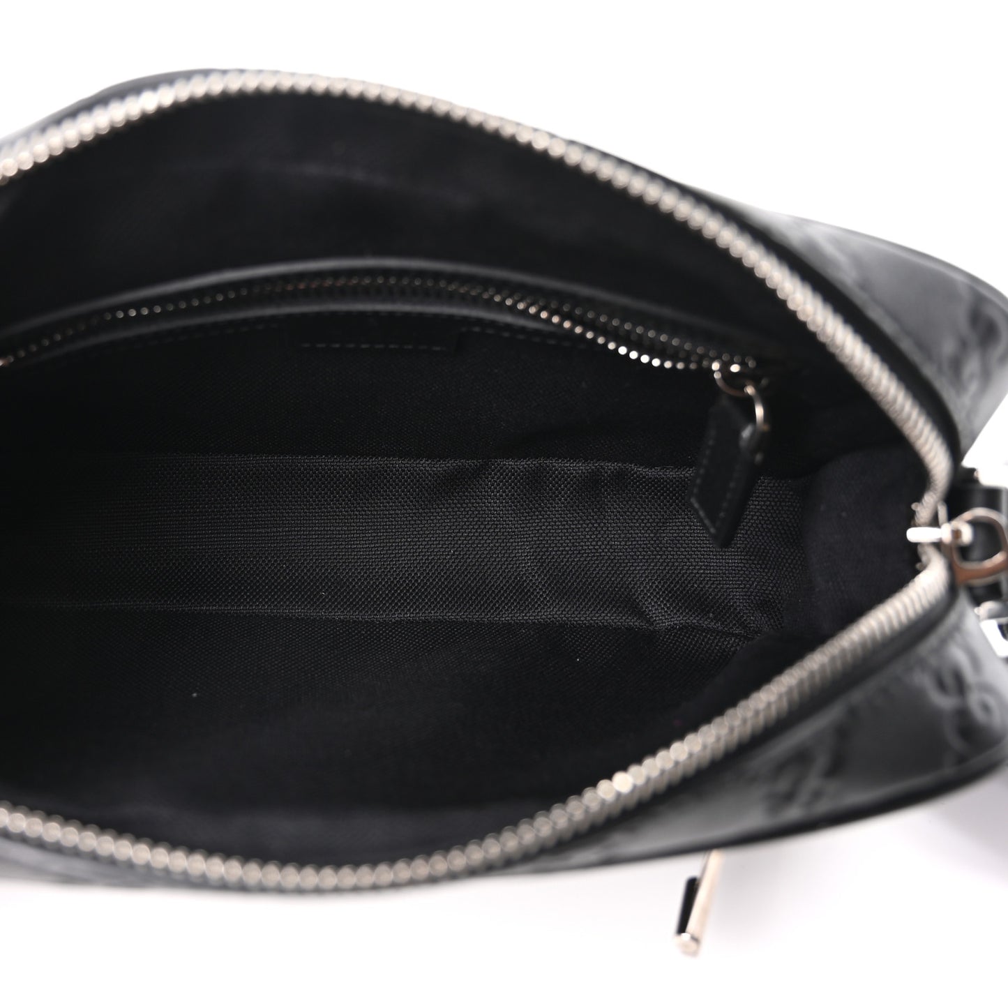 GG Calfskin Embossed Emblem Small Crossbody Bag Black