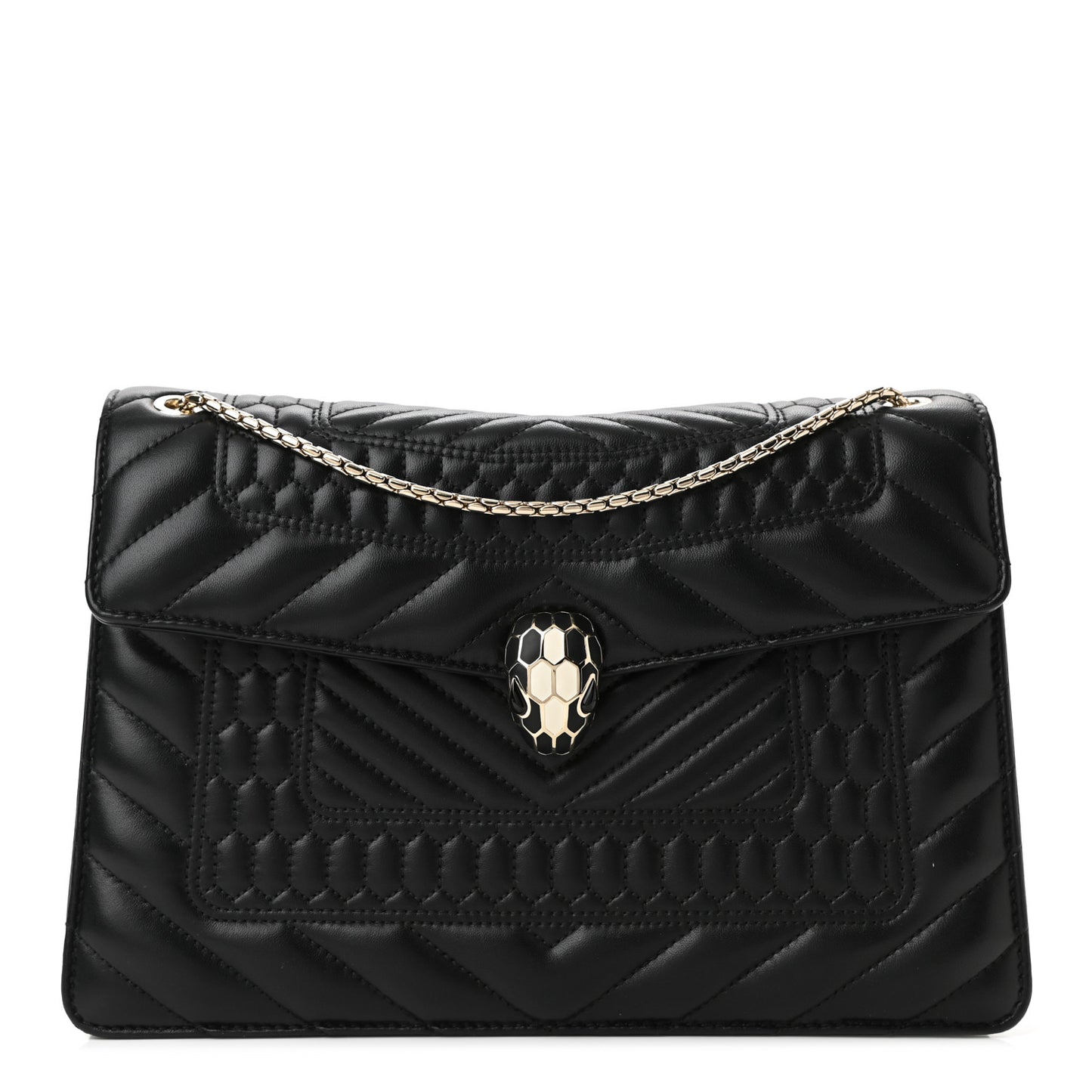 Calfskin Quilted Serpenti Forever Shoulder Bag Black