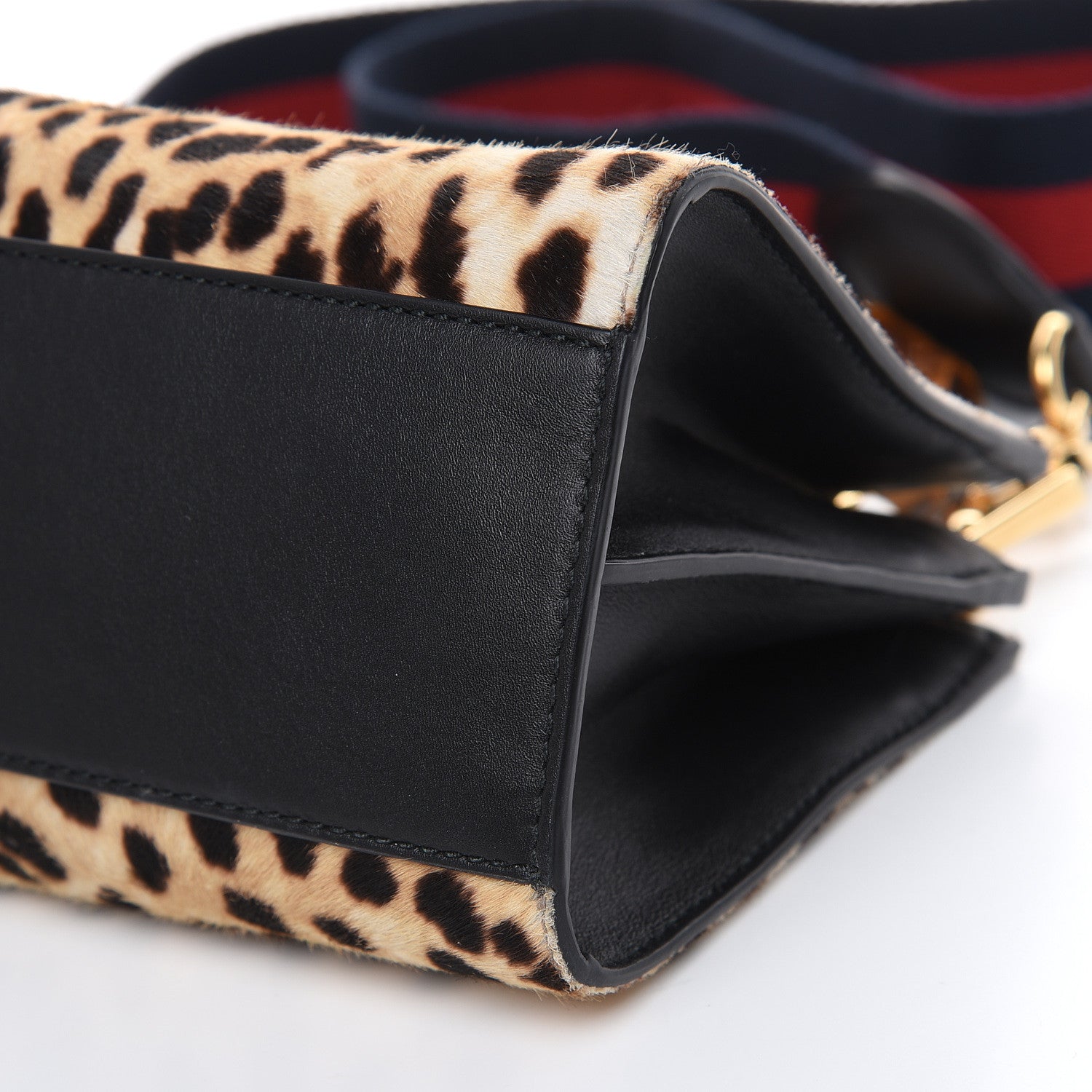 Gucci Calf Hair Bamboo Web Leopard Print Mini Nymphaea Top Handle Bag 10 of 16