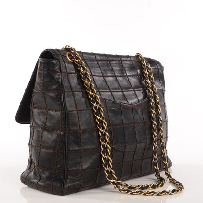 Chanel Lambskin Contrast Stitch Medium Single Flap Black 3 of 9