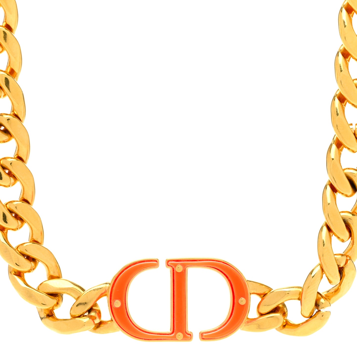 Metal CD Choker Necklace Gold Orange