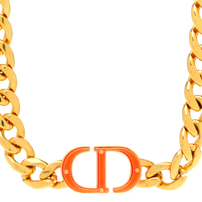 Christian Dior Metal CD Choker Necklace Gold Orange 4 of 6