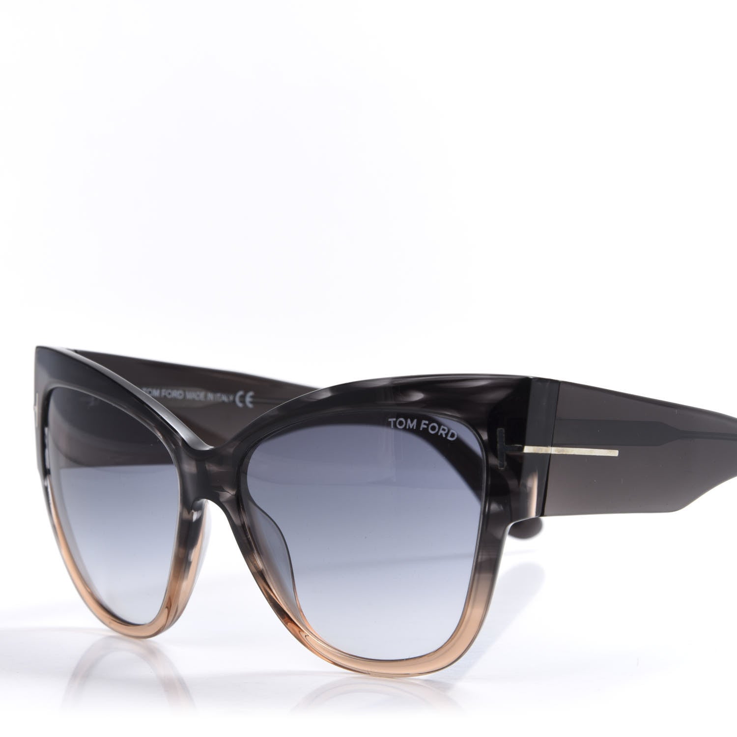 Tom Ford Acetate Anoushka Cat Eye Sunglasses TF371 Melange Grey Peach 7 of 7