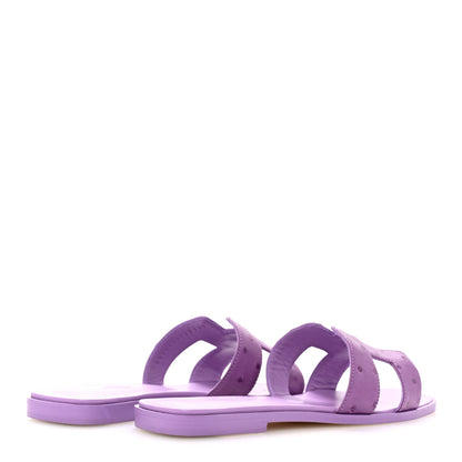 Hermes Ostrich Oran Sandals 38 Violet 5 of 10