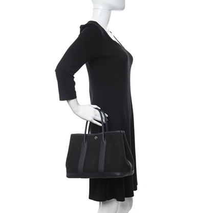 Hermes Chevron Herringbone Toile Negonda Garden Party 30 TPM Black Bleu Nuit 2 of 10