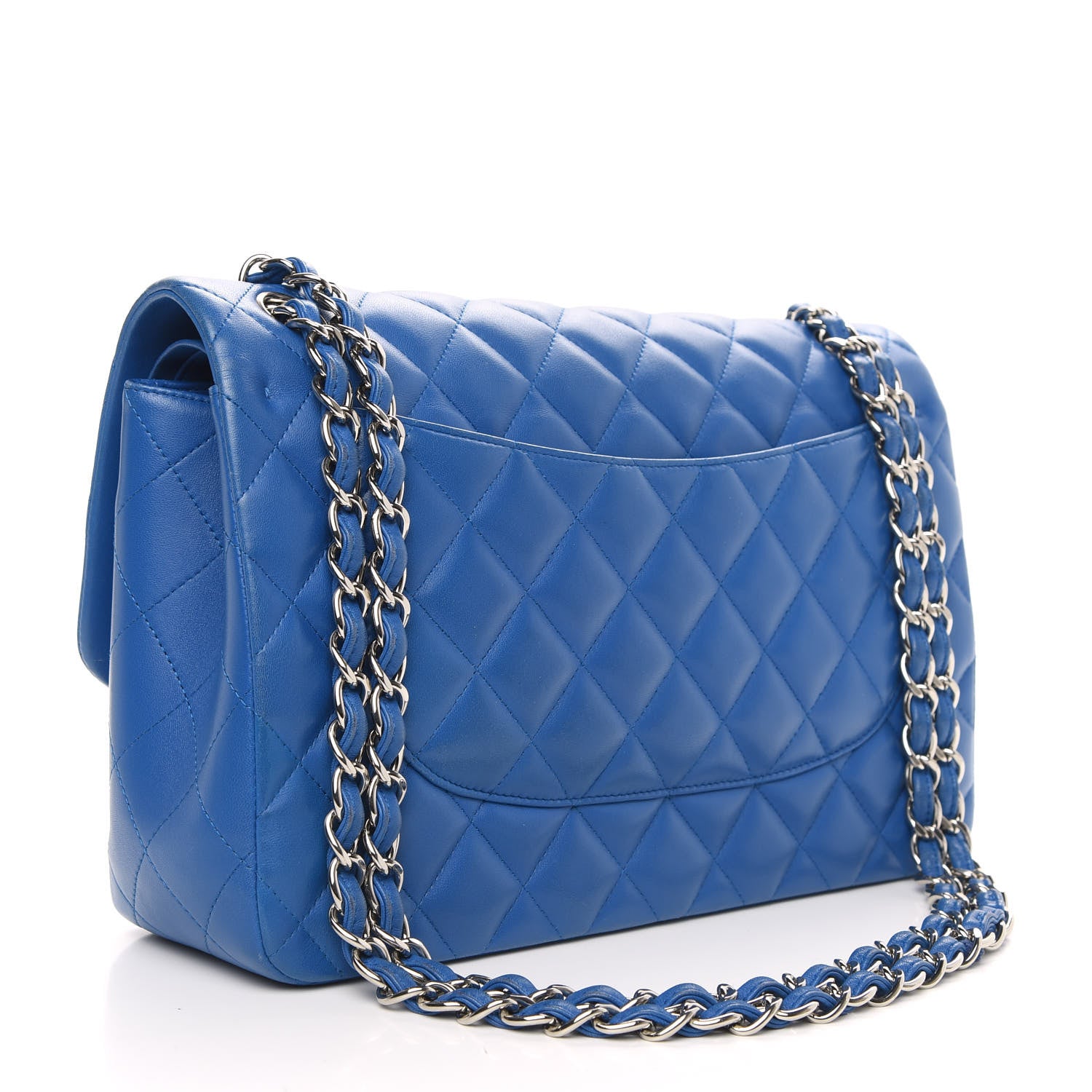 Chanel Lambskin Quilted Jumbo Double Flap Blue 3 of 12