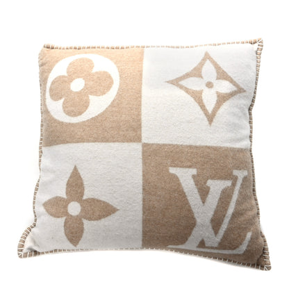 Louis Vuitton Wool Cashmere Checkmate Cushion Pillow Beige 1 of 3