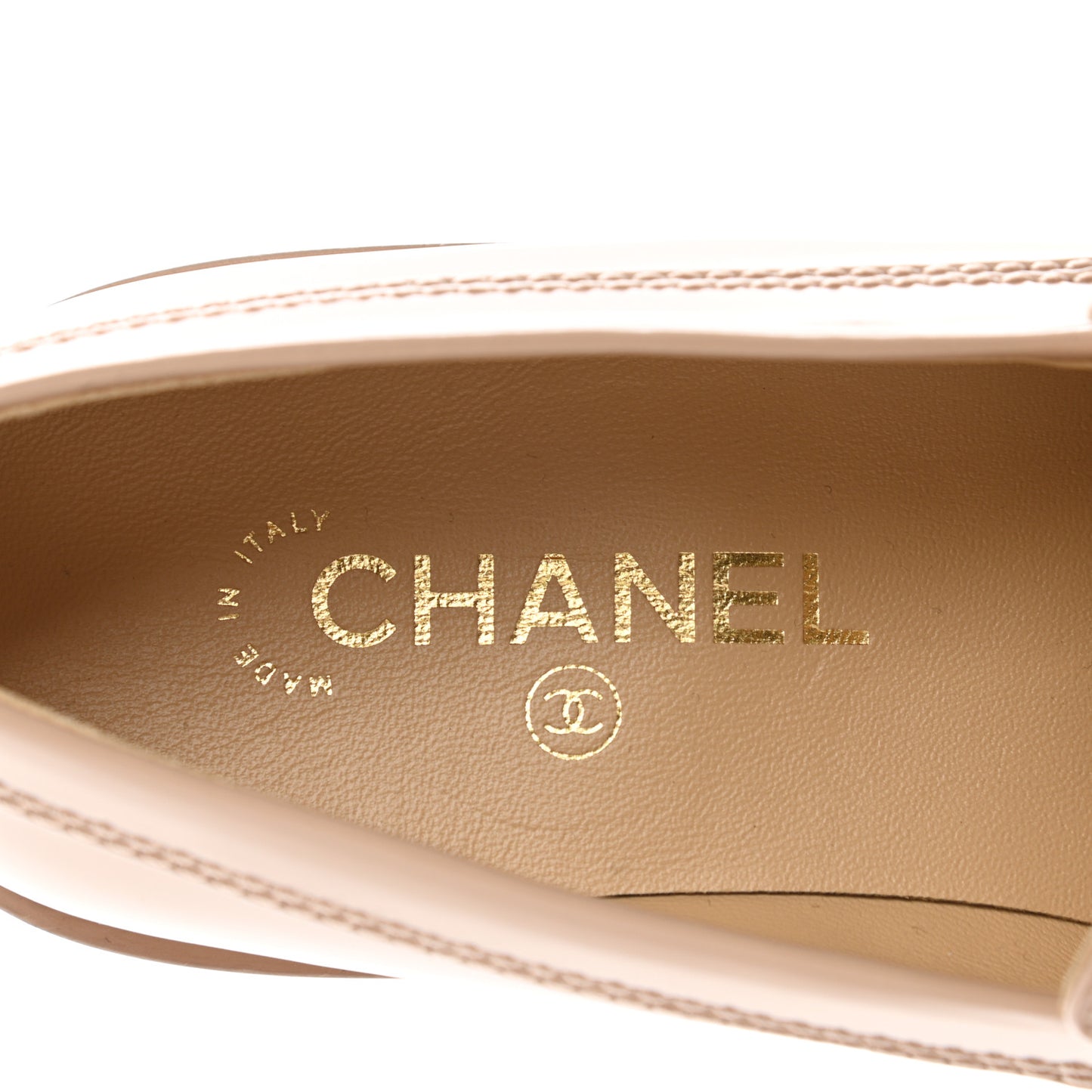 Shiny Calfskin Logo Loafers 39 Light Brown