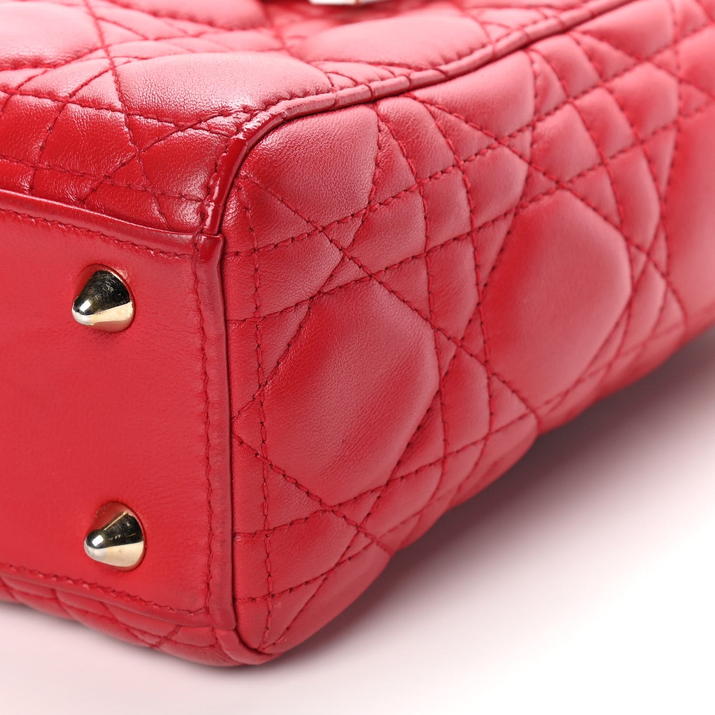 Lambskin Cannage Small Lucky Badges My Lady Dior Red