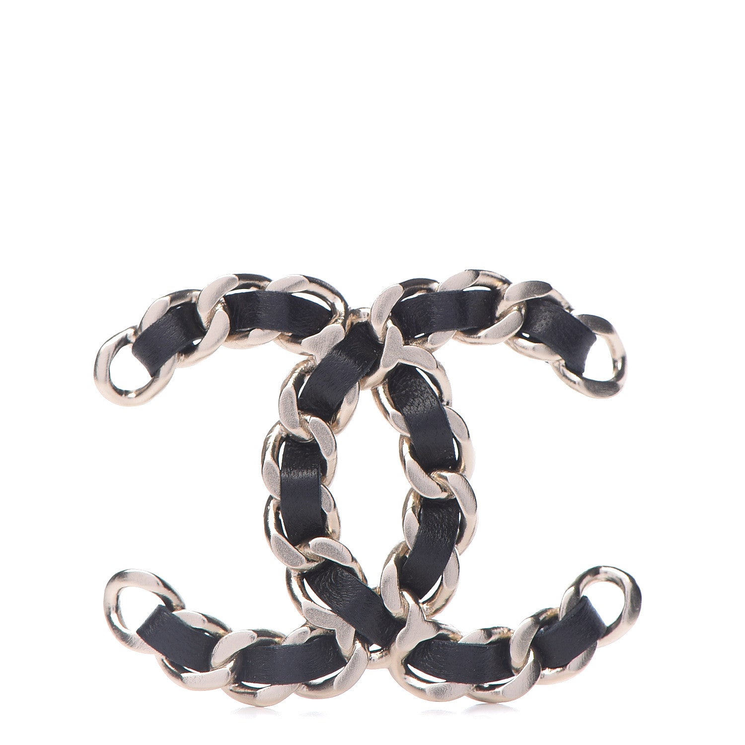 Chanel Lambskin Chain CC Brooch Black Gold 1 of 5
