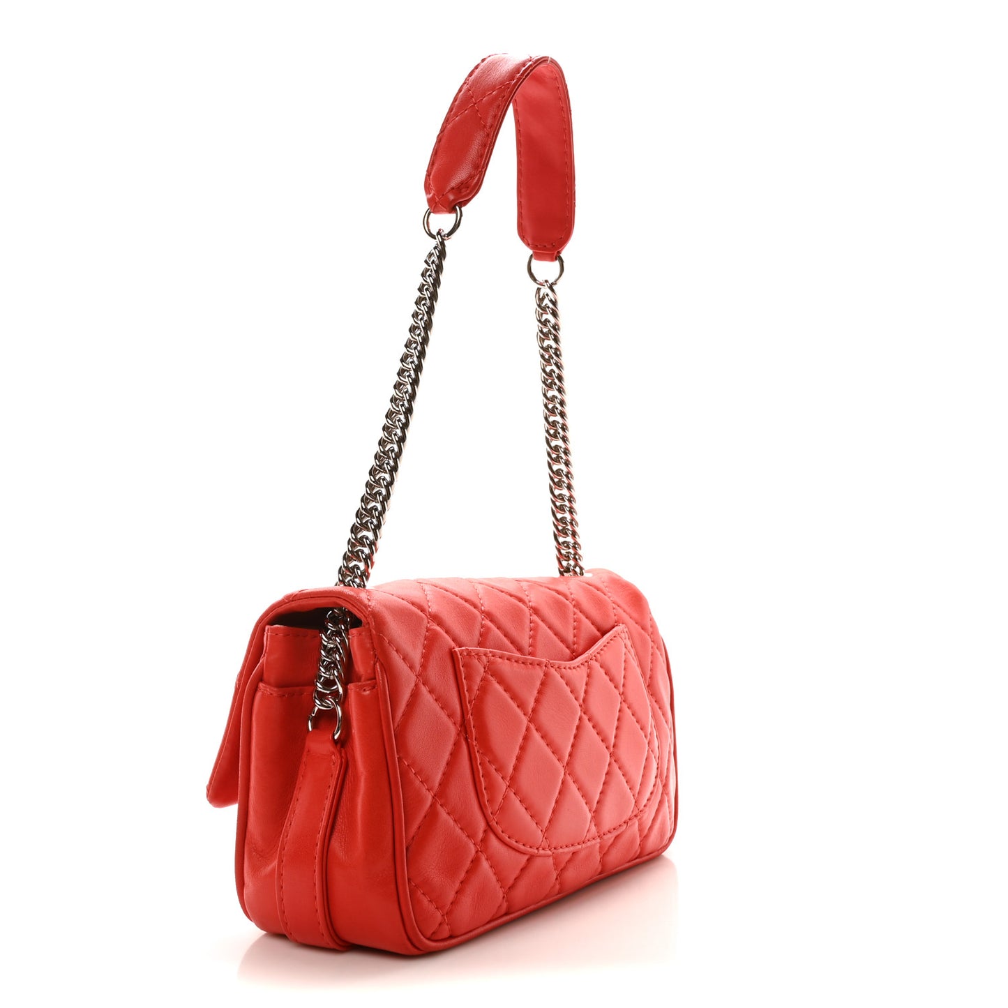 Lambskin Quilted Medium Icons Secret Label Flap Coral