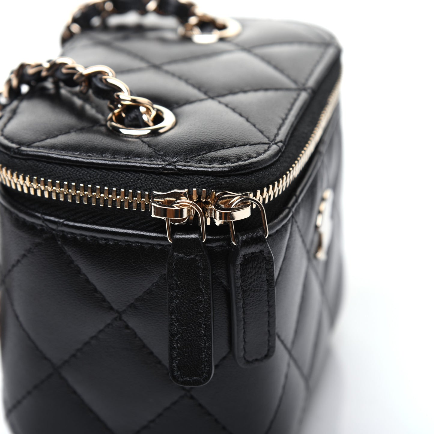 Lambskin Quilted My Chanel Lady Vanity Case With Chain Black