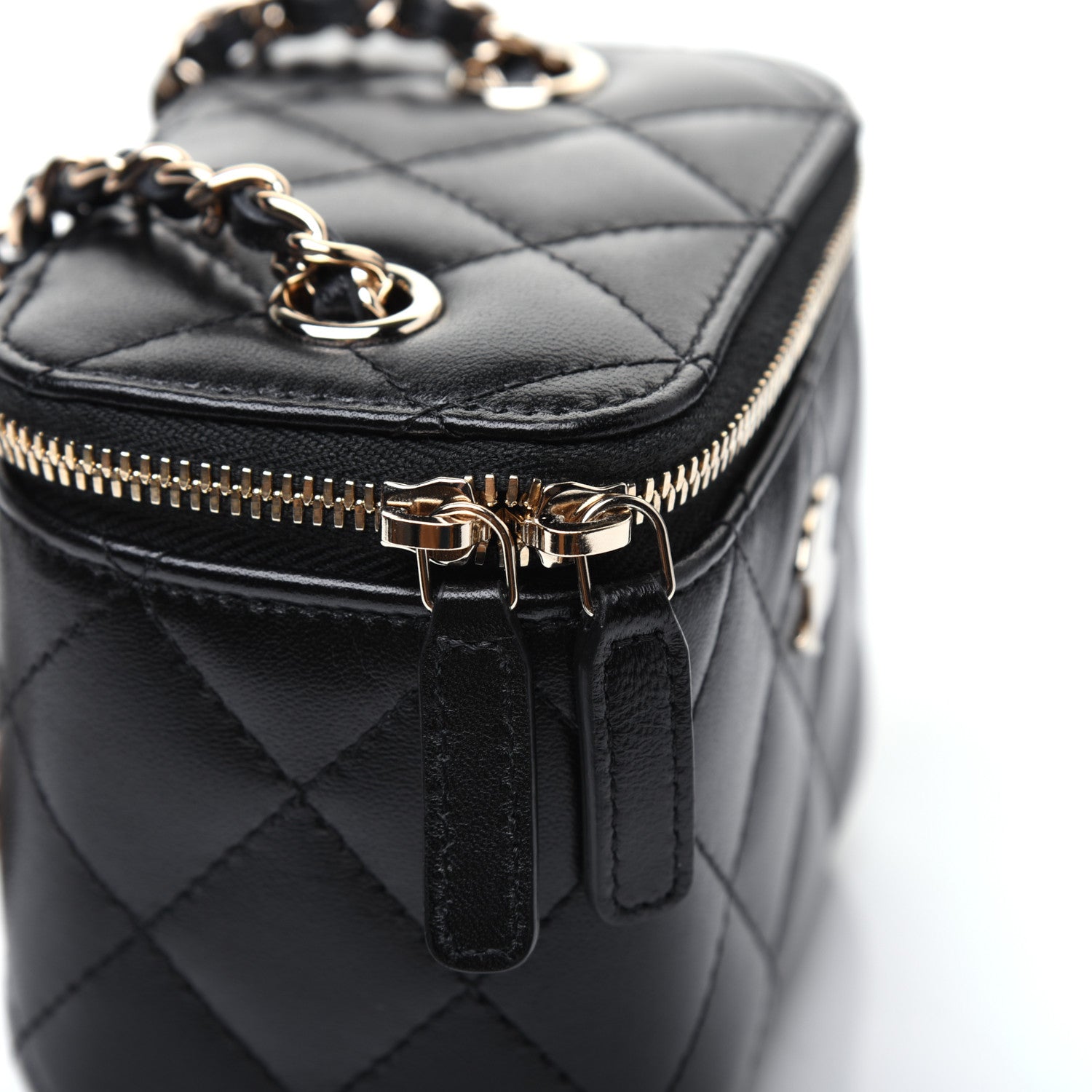 Chanel Lambskin Quilted My Chanel Lady Vanity Case With Chain Black 12 of 14