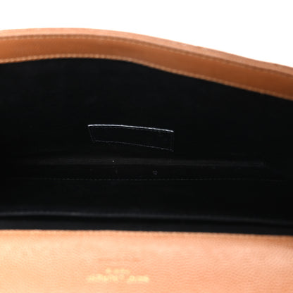 Saint Laurent Grain De Poudre Matelasse Chevron Monogram Cassandre Flap Pouch Natural Dark 5 of 7