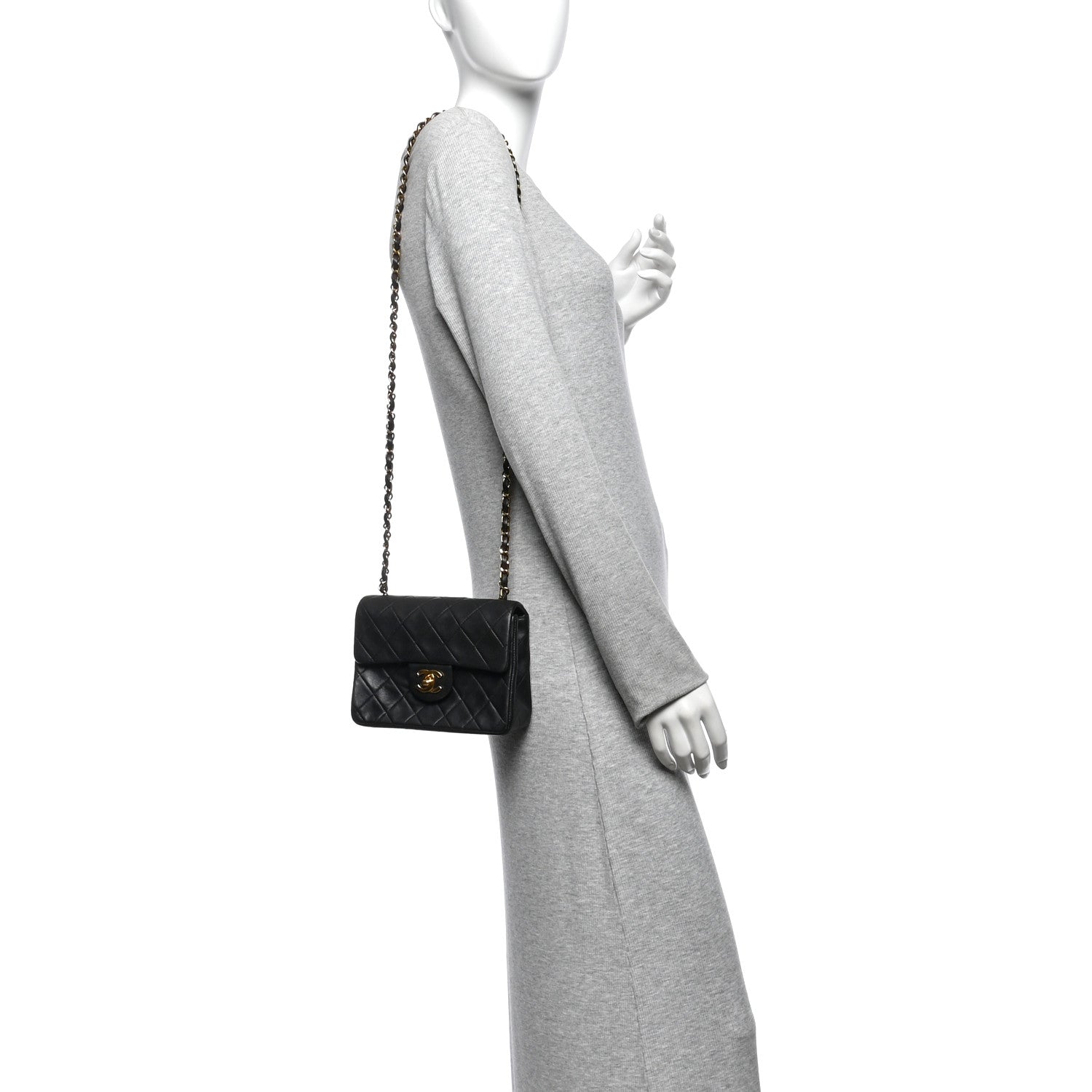 Chanel Lambskin Quilted Mini Square Flap Bag Black 2 of 11