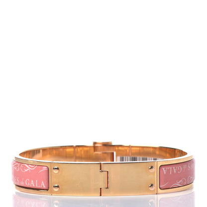 Hermes Enamel Printed Narrow Charniere Brides De Gala Hinged Bracelet M Rose Couture 3 of 5