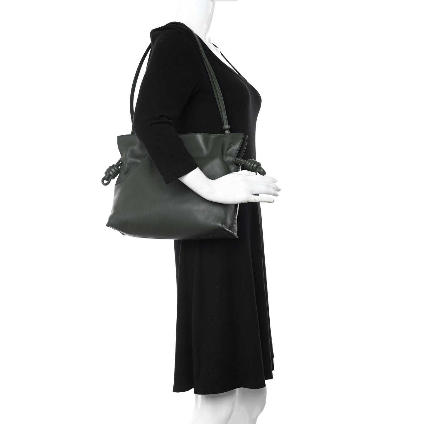 Nappa Flamenco Knot Clutch Vintage Khaki