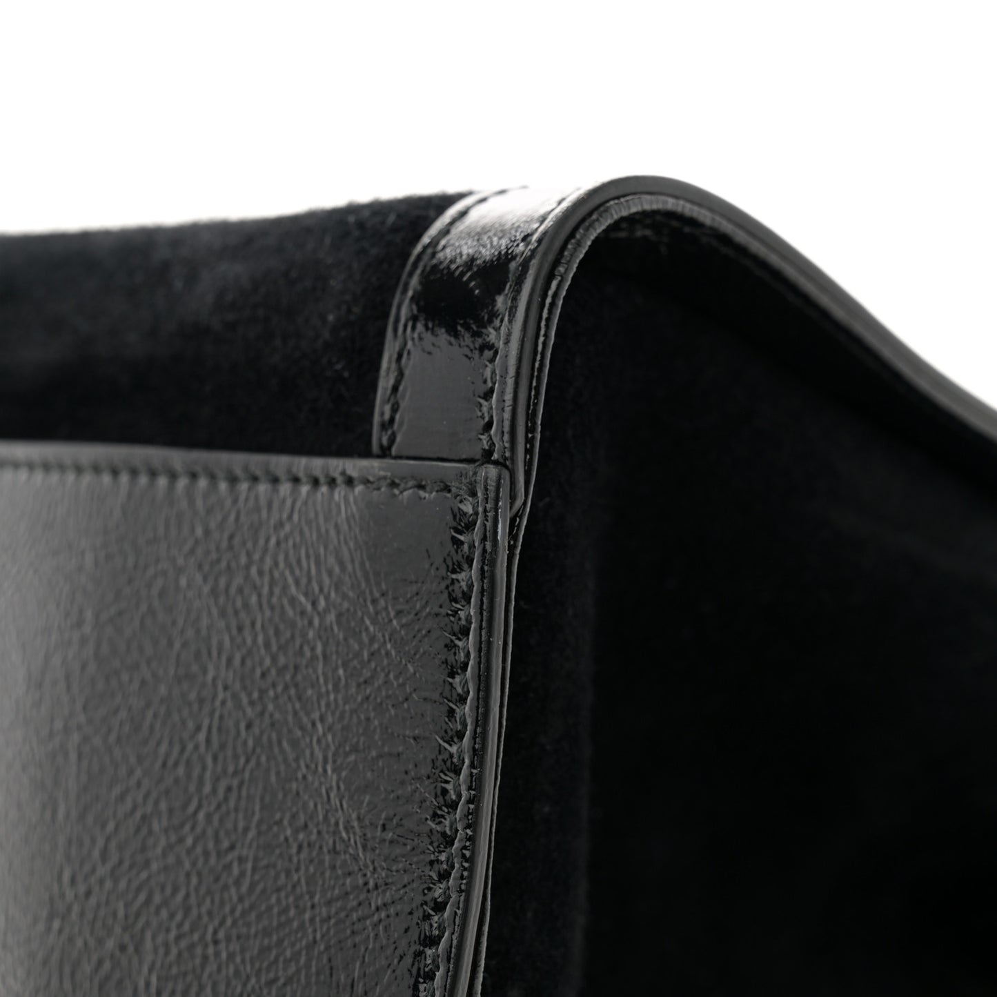 Suede Patent GG Web Medium Ophidia Tote Bag Black