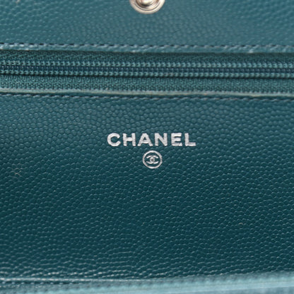 Chanel Caviar Quilted Wallet On Chain WOC Turquoise 11 of 21