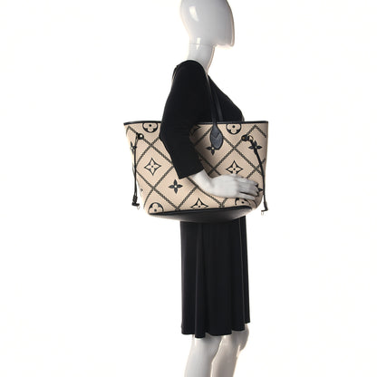 Louis Vuitton Empreinte Monogram Giant Broderies Neverfull MM Cream Black 2 of 9