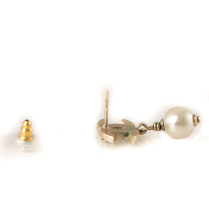 Chanel Crystal Pearl CC Drop Earrings Gold 3 of 5