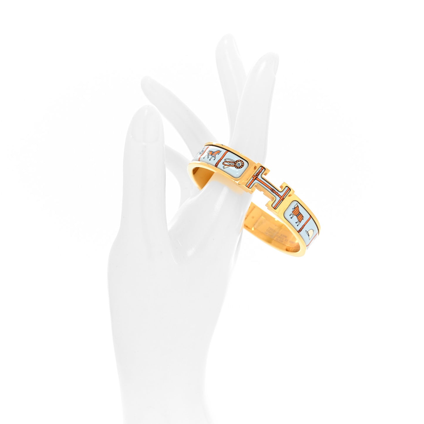 Enamel Printed Narrow Couvertures et Tenues de Jour Clic Clac H Bracelet PM Orange Blue