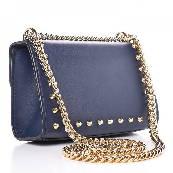 Gucci Calfskin Studded Small Padlock Shoulder Bag Blue Agata 3 of 7