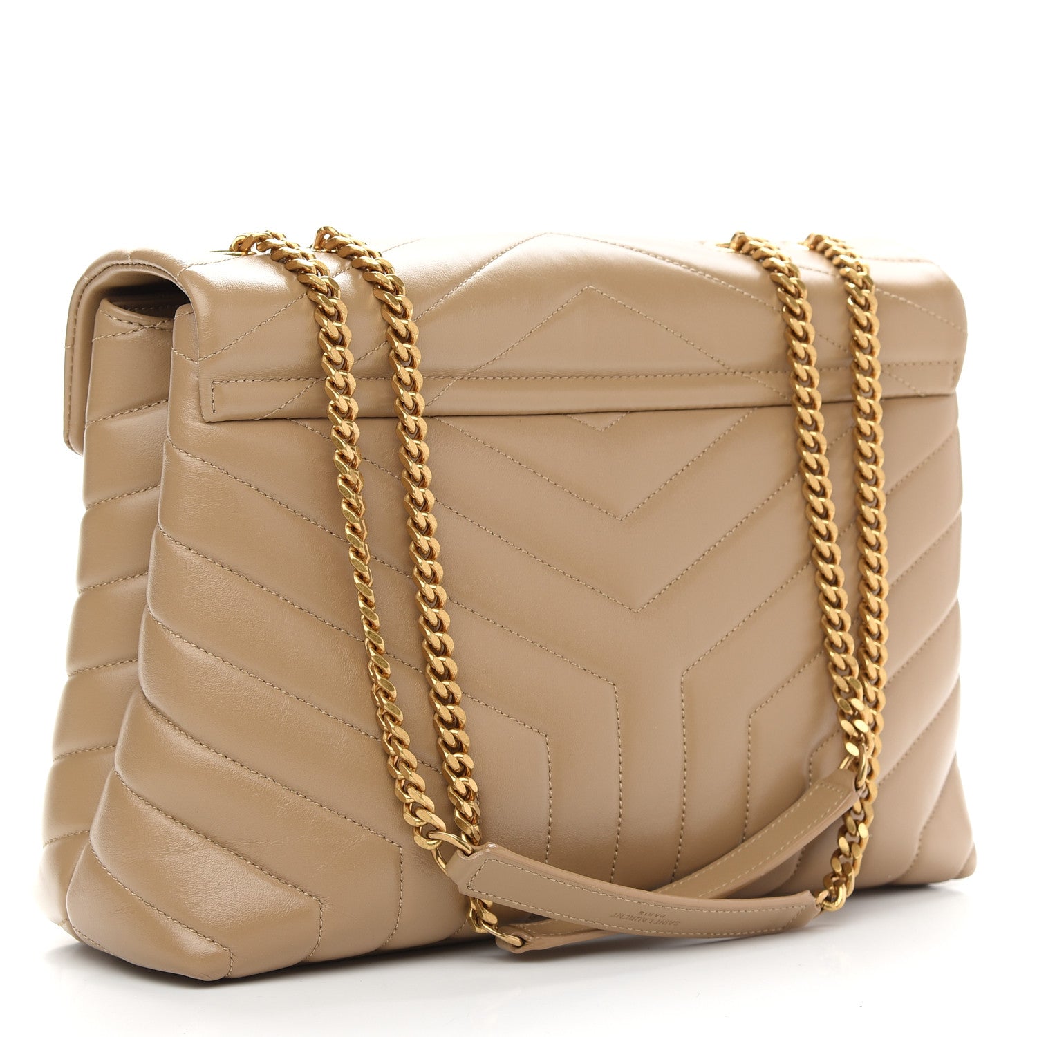 Saint Laurent Calfskin Y Quilted Monogram Medium Loulou Chain Satchel Dark Latte 3 of 9
