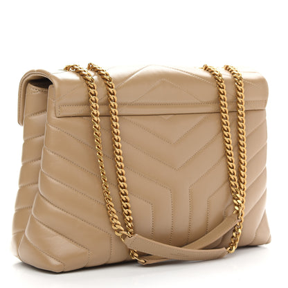 Saint Laurent Calfskin Y Quilted Monogram Medium Loulou Chain Satchel Dark Latte 3 of 9