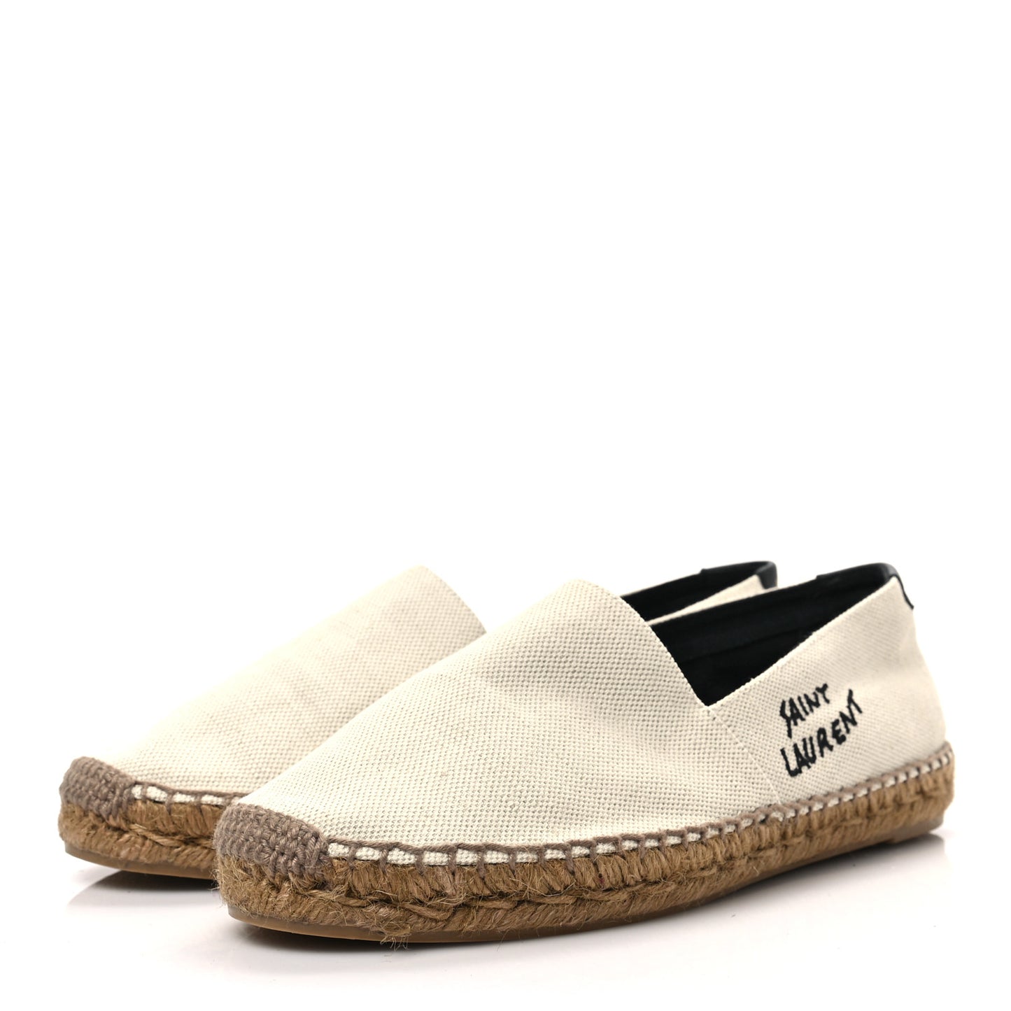 Canvas Nappa Elba Light Logo Embroidered Espadrilles 39 Ecru