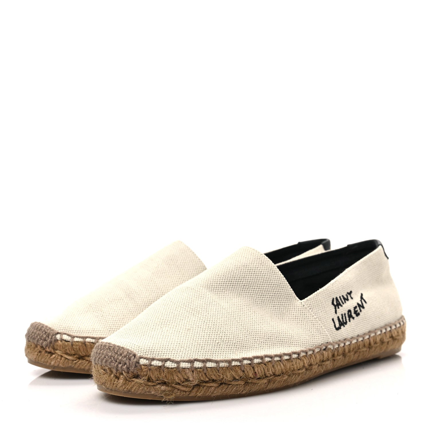 Saint Laurent Canvas Nappa Elba Light Logo Embroidered Espadrilles 39 Ecru 3 of 8