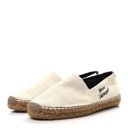 Saint Laurent Canvas Nappa Elba Light Logo Embroidered Espadrilles 39 Ecru 3 of 8
