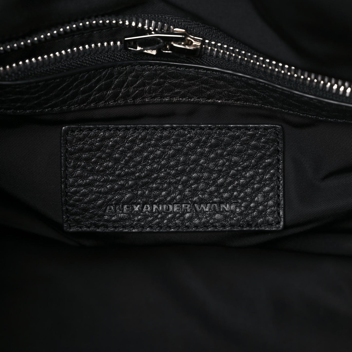 Pebbled Lambskin Woven Rocco Black Silver Hardware