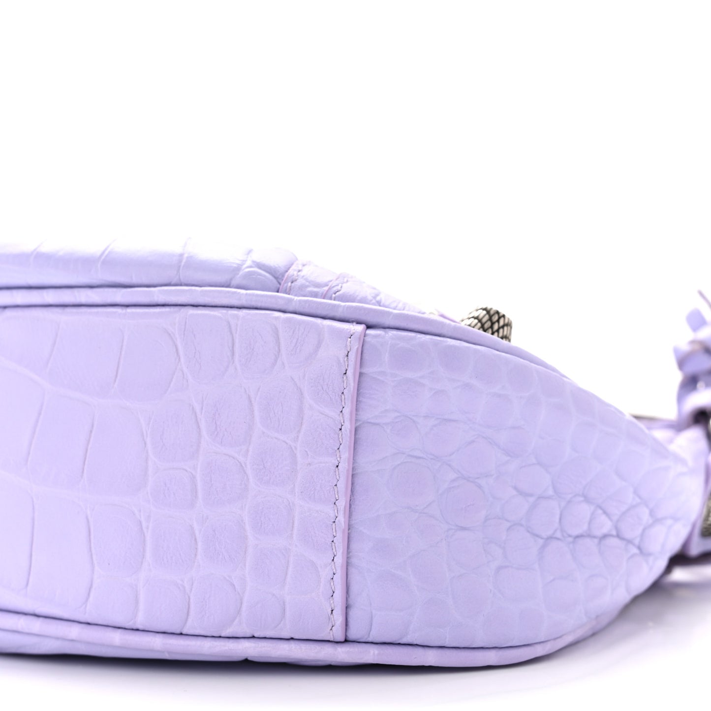 Extra Supple Calfskin Crocodile Embossed Le Cagole Shoulder Bag XS Lilac