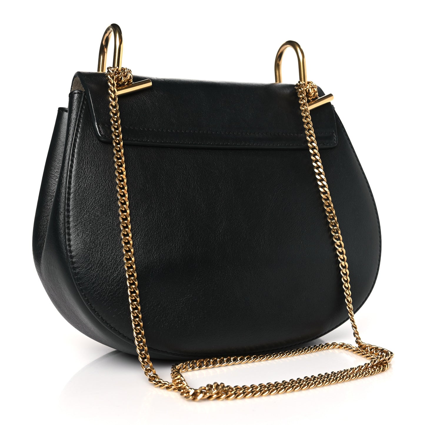 Calfskin Suede Studded Drew Shoulder Bag Black