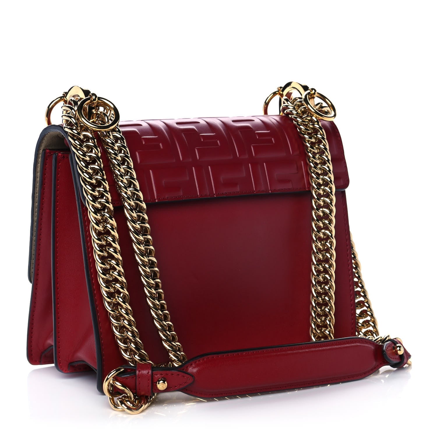 Fendi Vitello Liberty FF 1974 Embossed Small Kan I Shoulder Bag Fragola 2 of 10