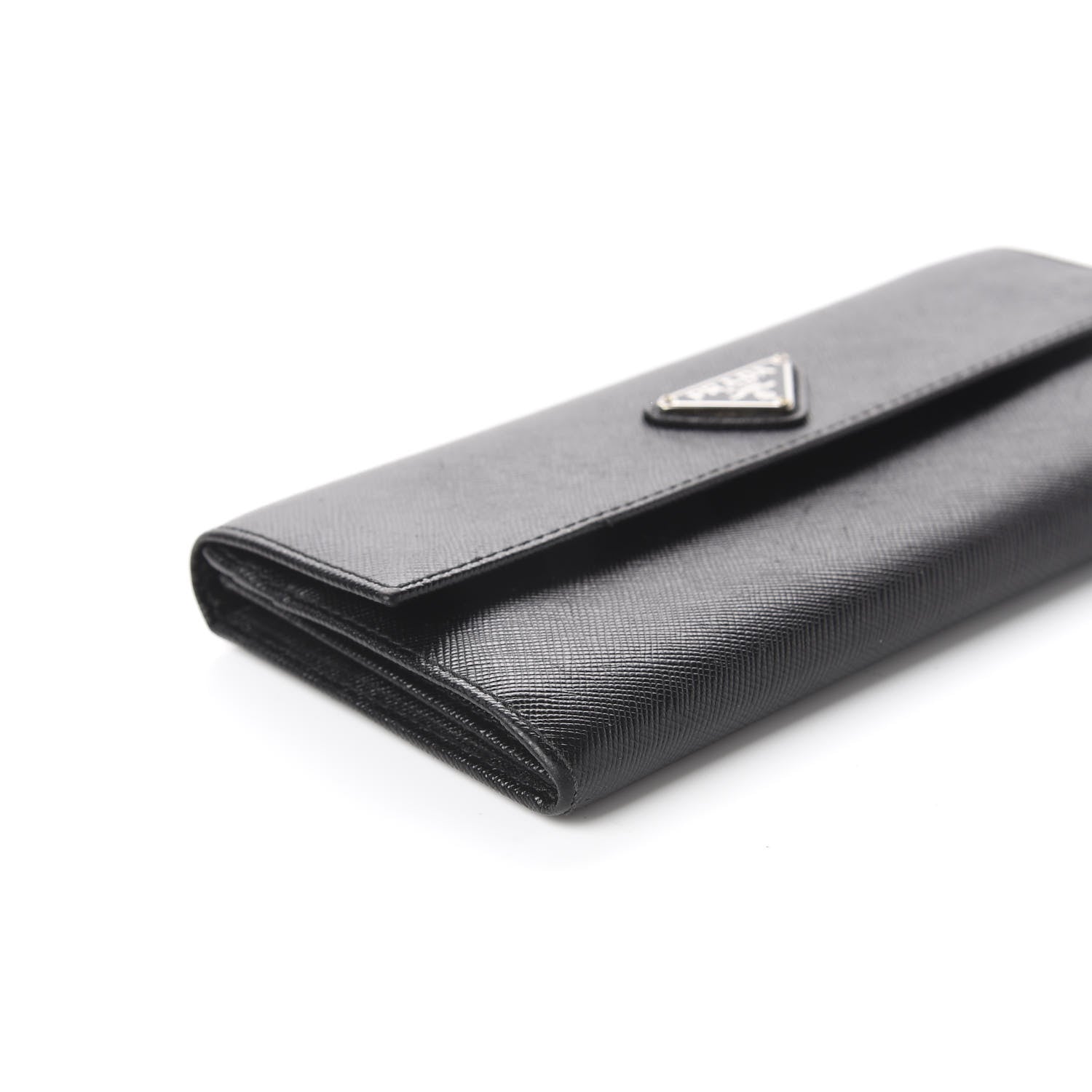 Prada Saffiano Continental Flap Wallet Black 7 of 9