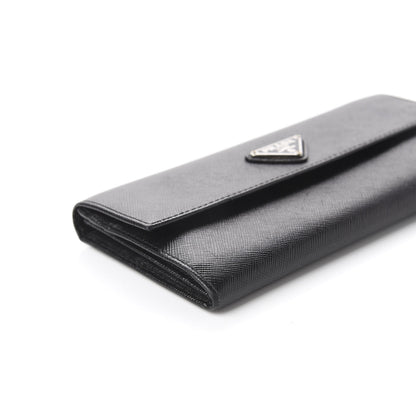 Prada Saffiano Continental Flap Wallet Black 7 of 9