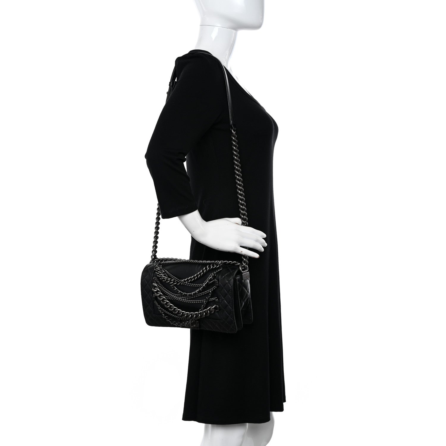 Chanel Calfskin Enchained Medium Boy Flap Black 2 of 10