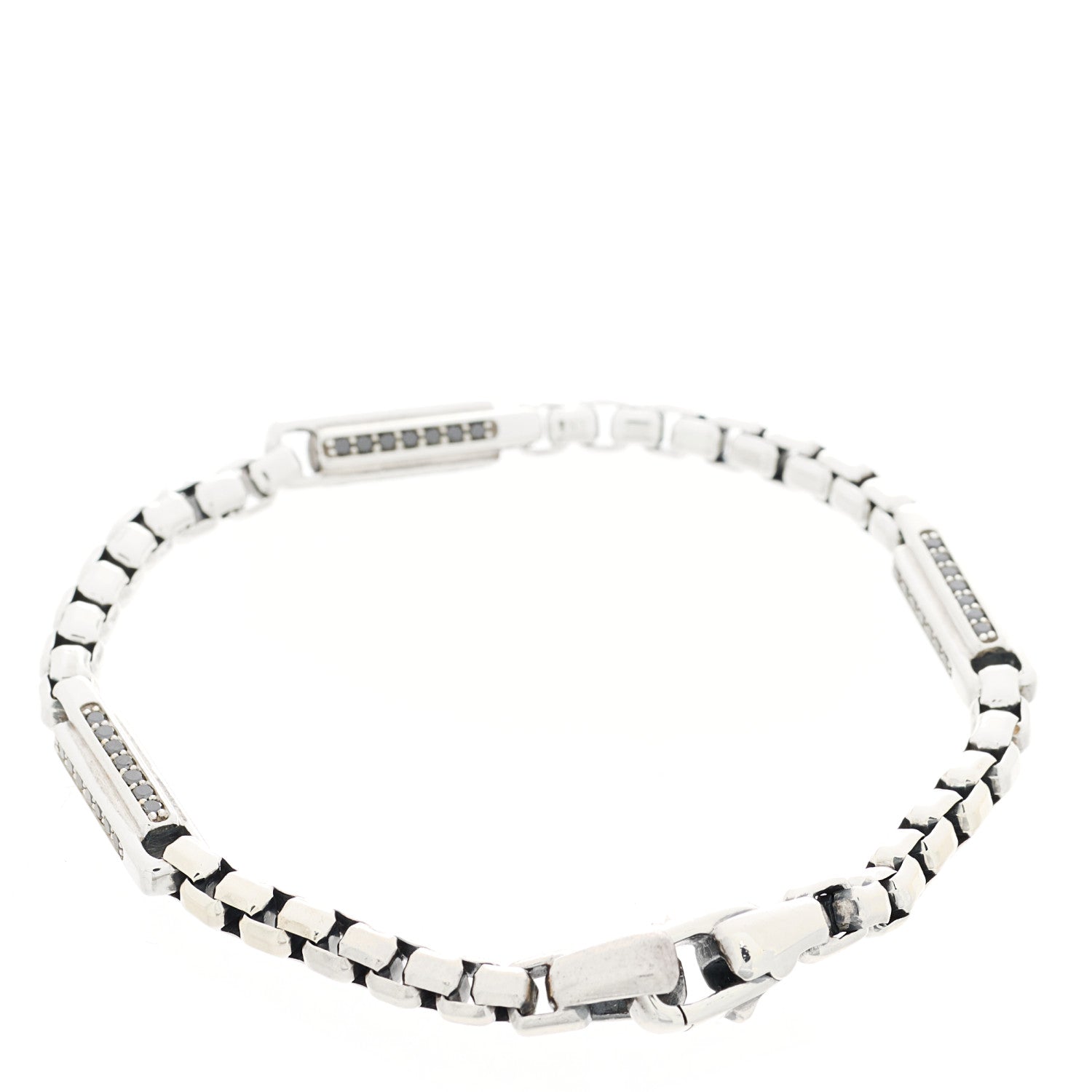 David Yurman Sterling Silver Black Diamond Streamline Box Chain Bracelet 2 of 3