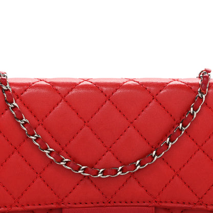 Chanel Lambskin Quilted East West Flap Clutch Red 8 of 11