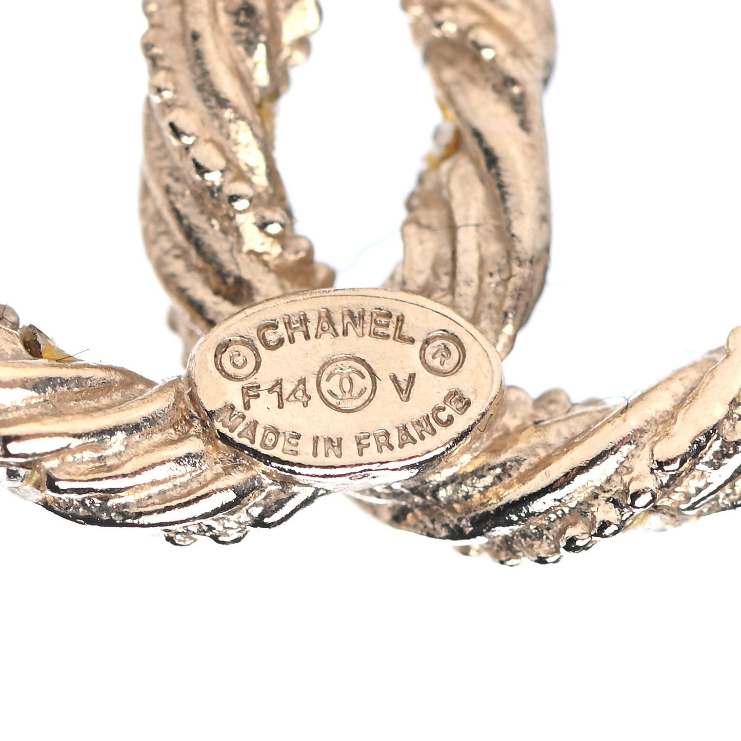 Crystal Twisted CC Earrings Gold