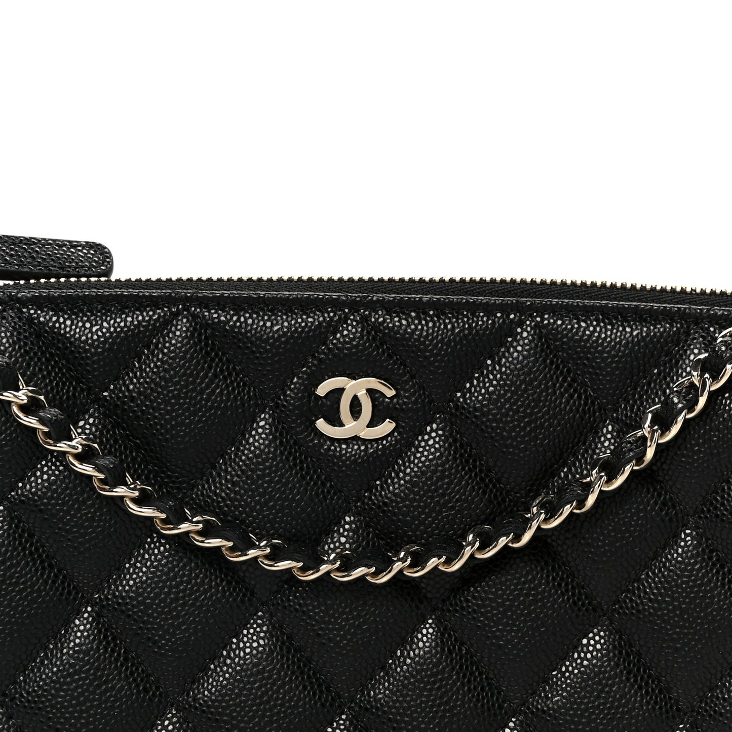 Caviar Quilted Purse With Chain Black