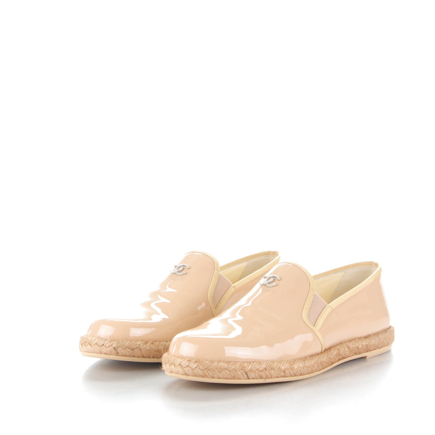 Chanel Patent Calfskin Espadrille Loafers 39.5 Beige 3 of 7